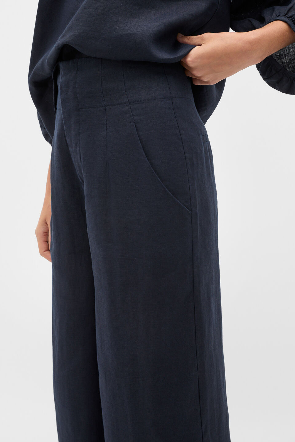 Core Linen Waisted Pant  Twilight Blue