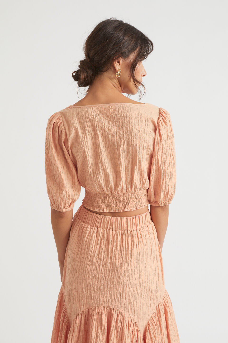 Seersucker Crop Top  Peach Bloom