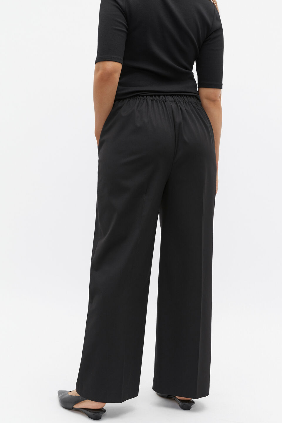 Elasticated Wide Leg Pant  Black