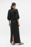 Linen Balloon Sleeve Slip Maxi Dress  Black  hi-res