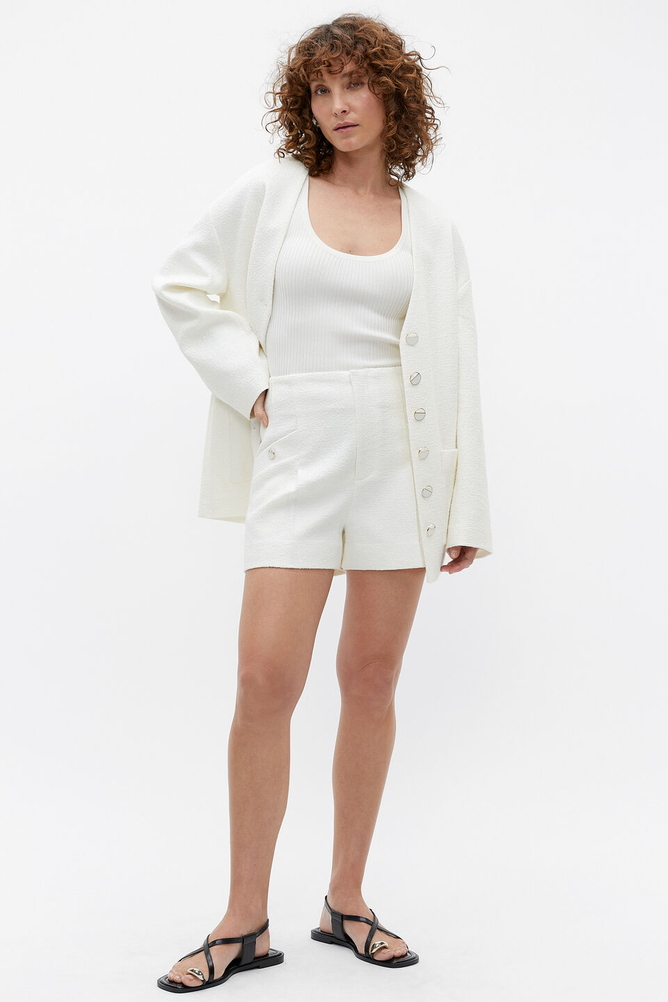 Rib Knit Scoop Neck Tank  Cloud Cream