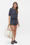 Stripe Rib Knit Short Sleeve Cardigan  Midnight Sky Stripe  hi-res