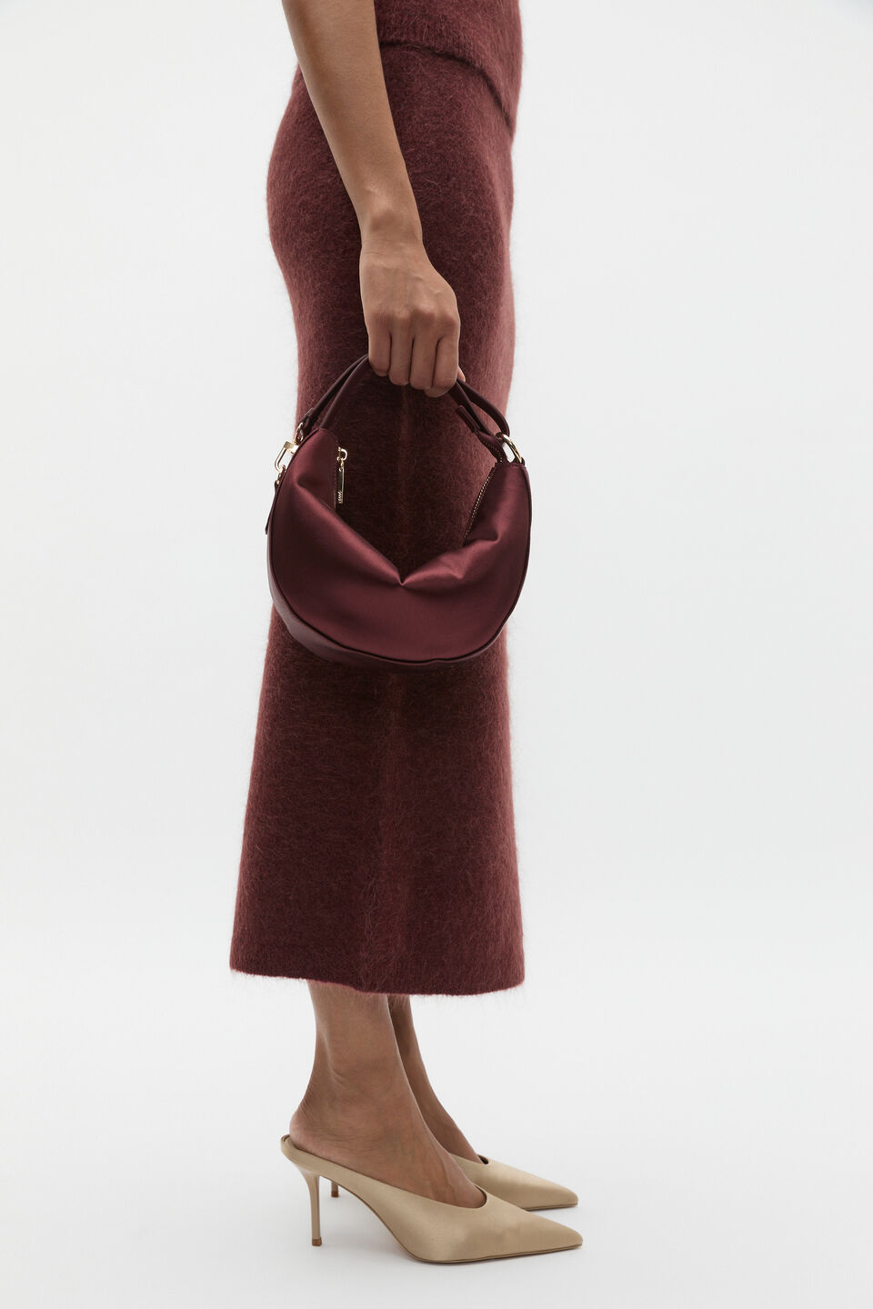 Fluffy Knit Midi Skirt  Merlot