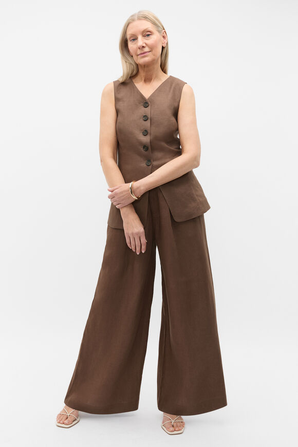 Linen Gathered Palazzo Pant  Pinecone  hi-res