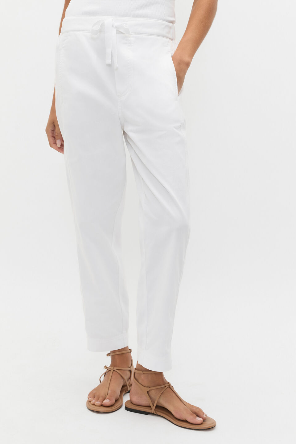 Casual Cotton Tapered Leg Pant  Whisper White