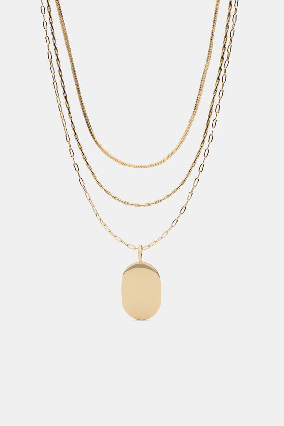 Rounded Pendant Necklace Set  Gold  hi-res