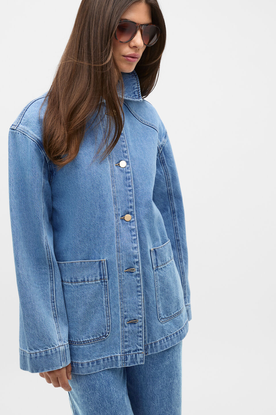 Denim Shacket  Mist Blue Wash