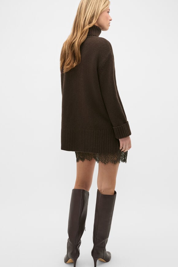 Australian Merino Oversized Roll Neck  Coffee Bean  hi-res