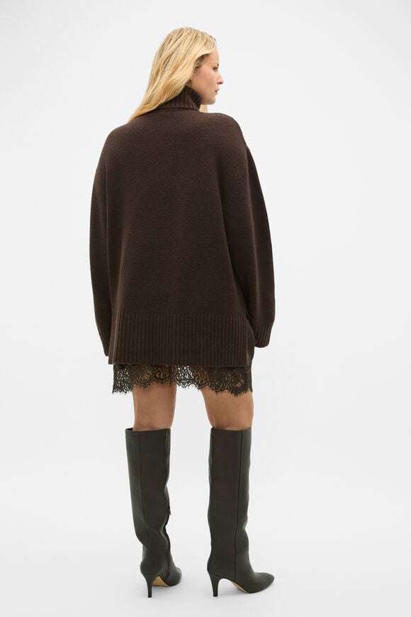 Australian Merino Oversized Roll Neck  Coffee Bean  hi-res