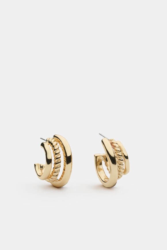 Trio Illusion Hoop  Gold  hi-res