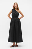 Linen One Shoulder Maxi Dress  Black  hi-res