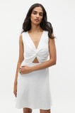 Linen Twist Front Mini Dress  Whisper White  hi-res