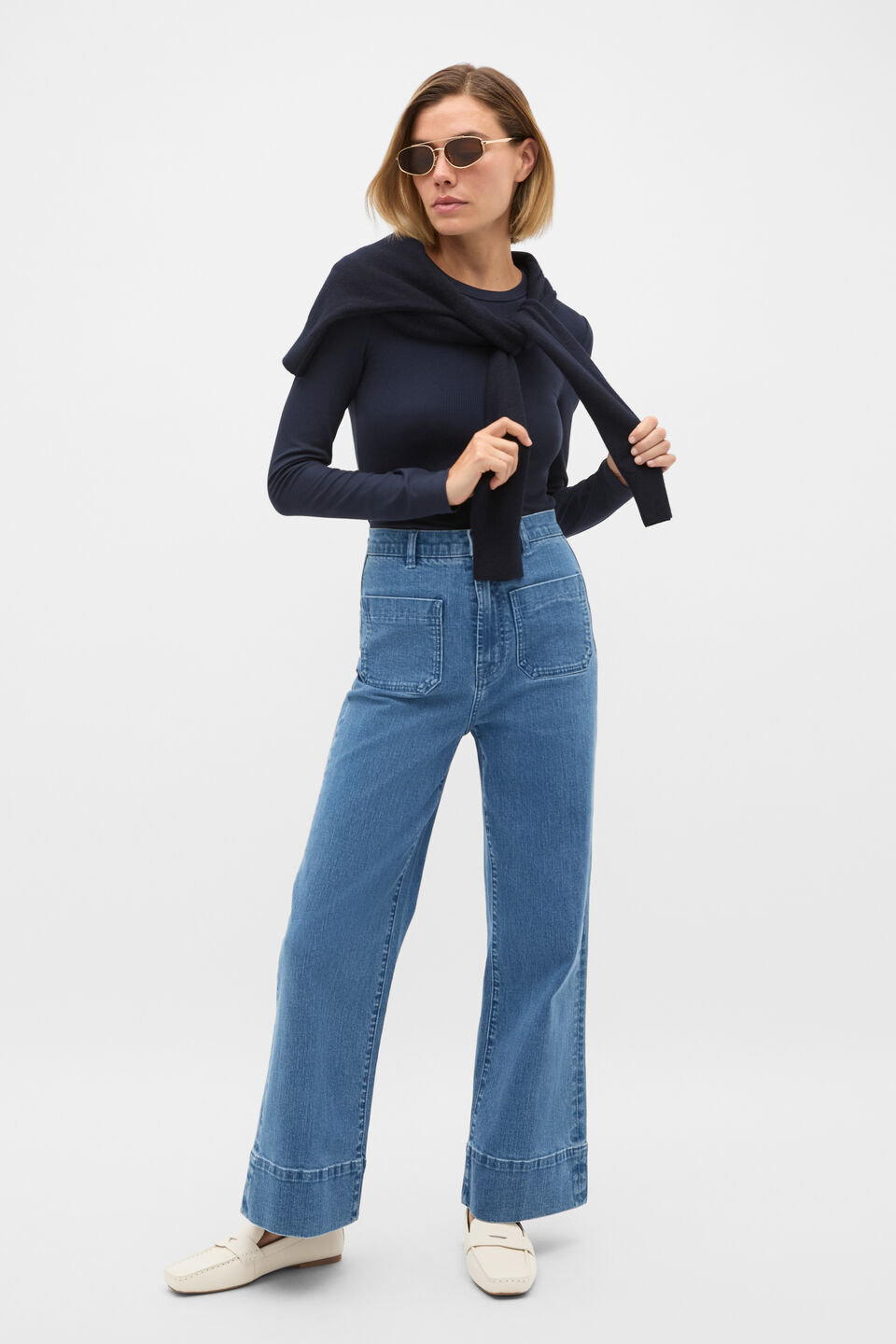 Core Rib Crew Neck Top  Twilight Blue