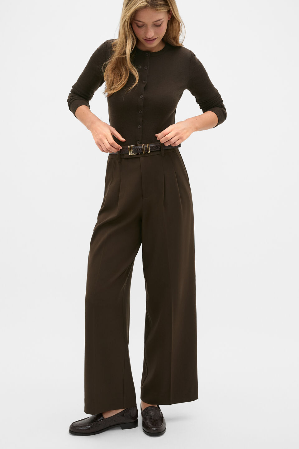 Australian Merino Cardigan  Coffee Bean