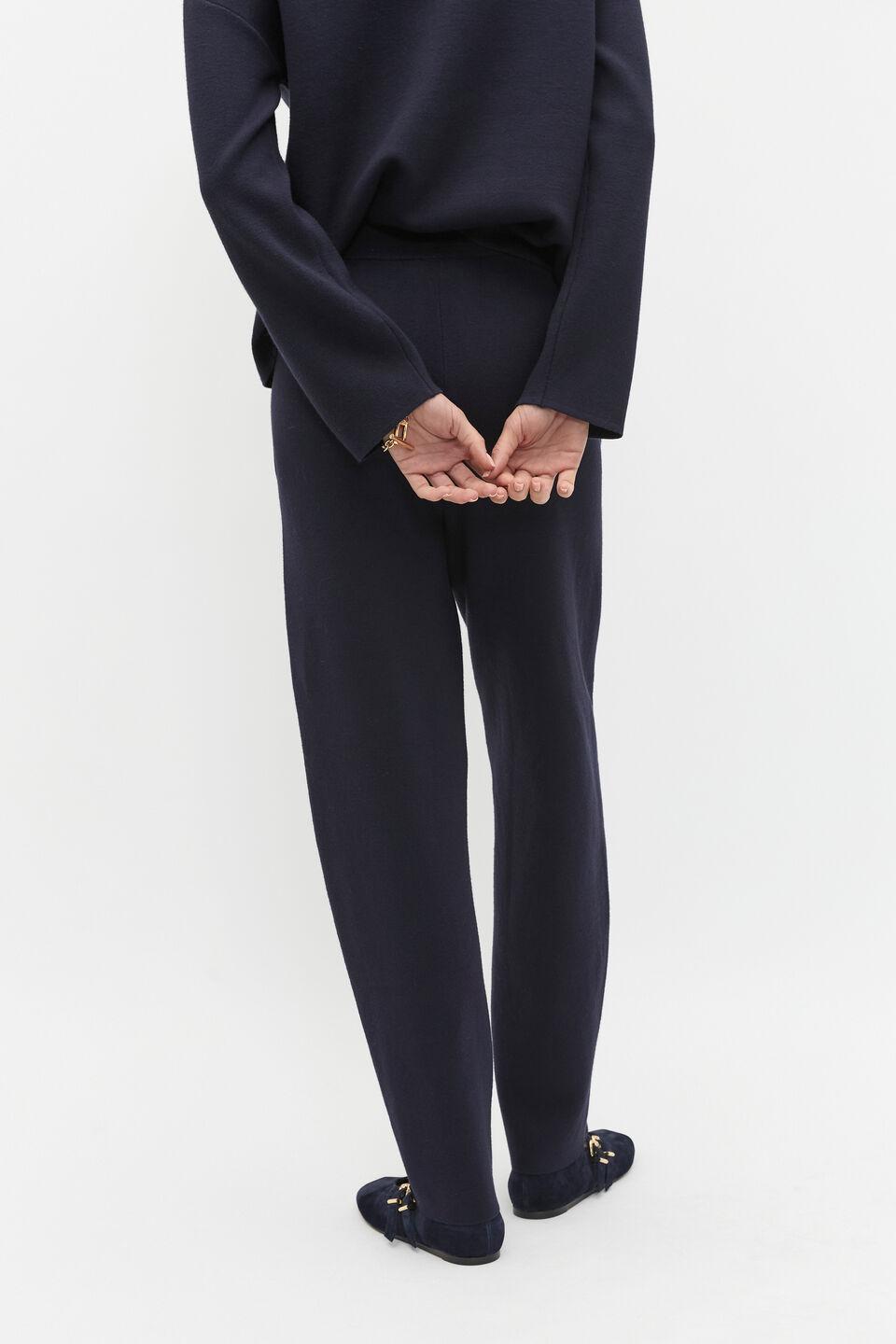 Double Knit Barrel Leg Pant  Twilight Blue