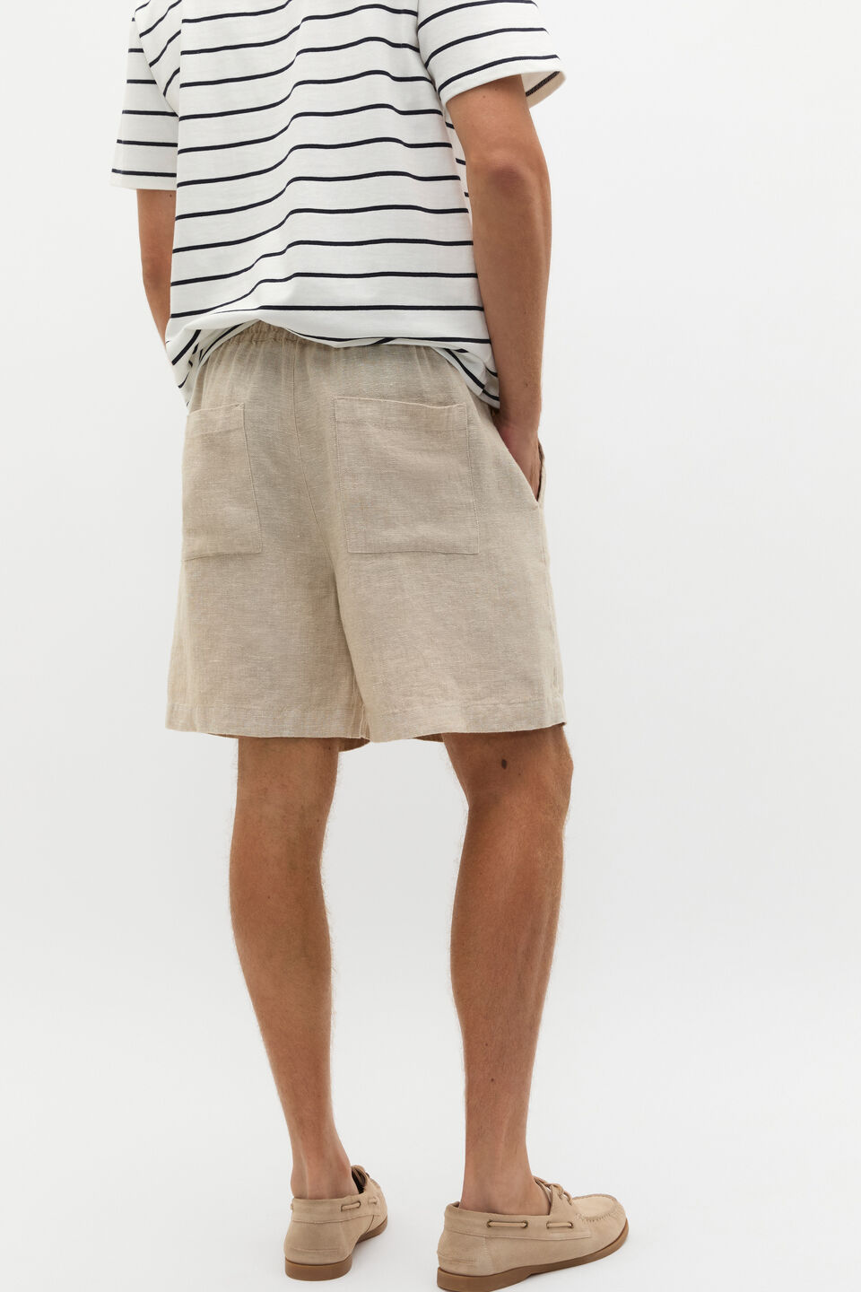Linen Pullon Short  Almond