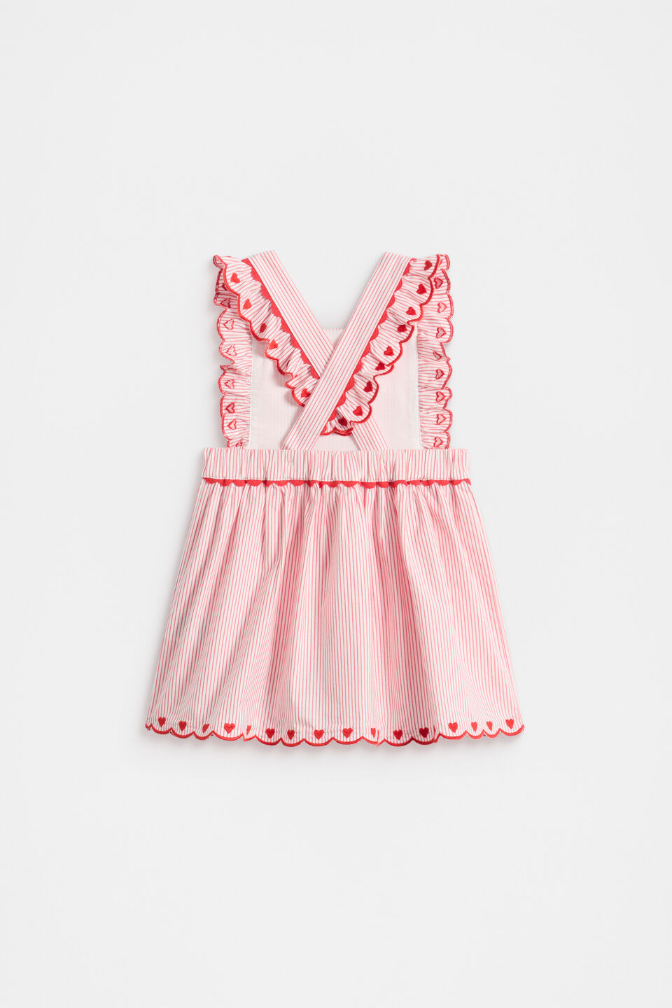 Stripe Scallop Dress  Strawberry Red