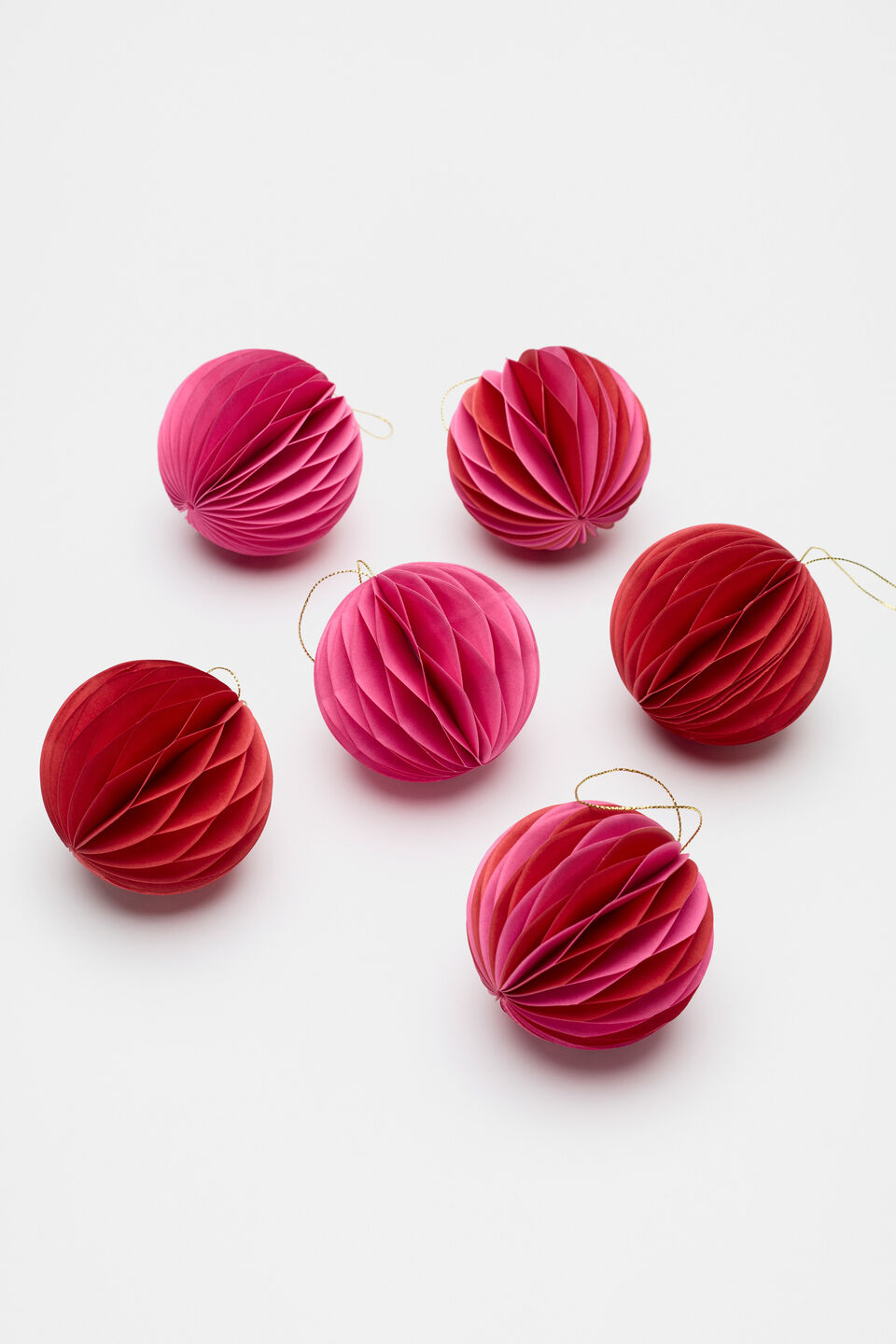 Paper Honeycomb Bauble Set of 6  Fuchsia
