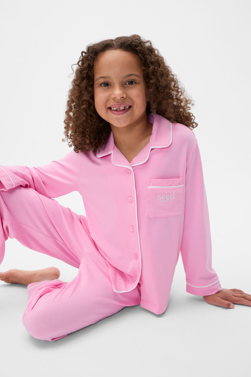 Piped Jersey Pyjama  Candy Pink