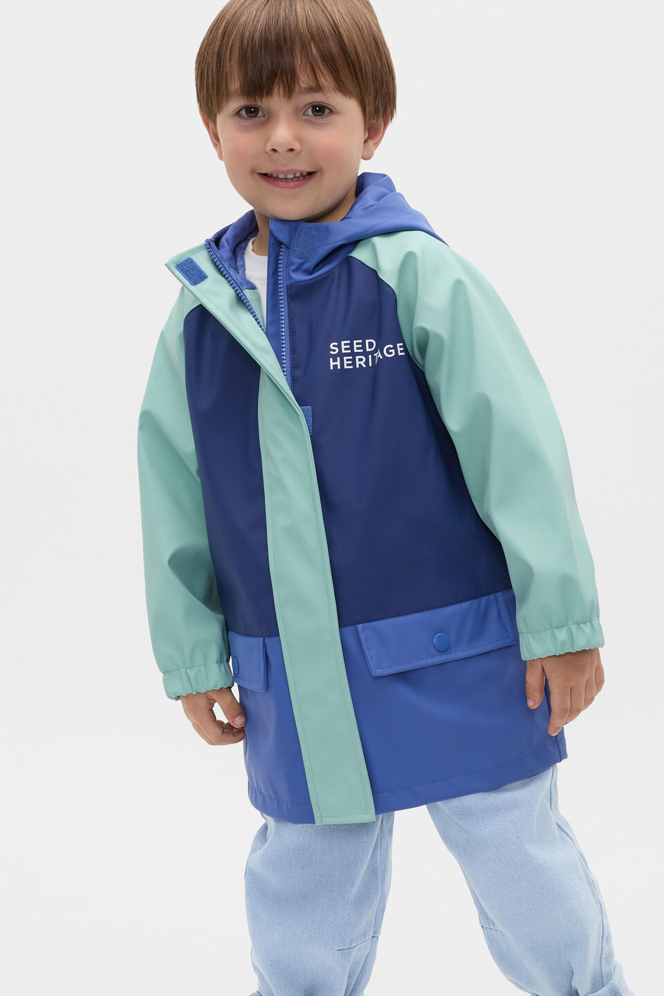 Colourblock Raincoat  Blue Multi