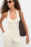 Halter Rib Scoop Neck Tank  Coconut Cream  hi-res
