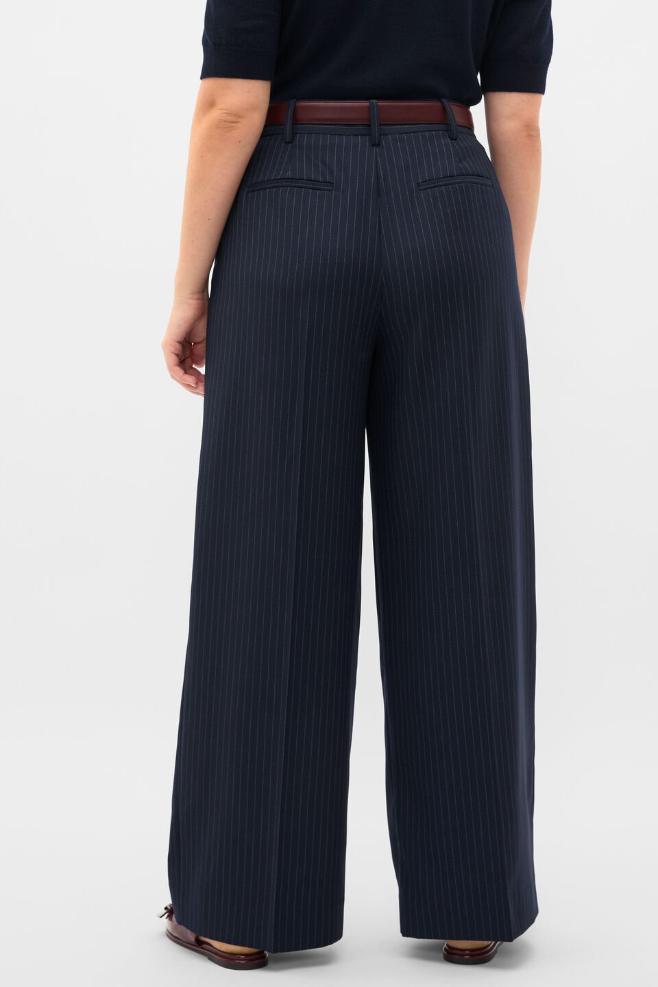 Wool Blend Pinstripe Trouser  Twilight Blue Stripe