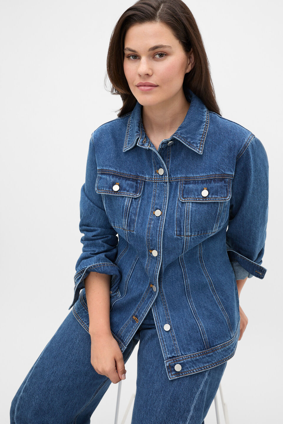 Denim Cinch Waist Jacket  Heritage Wash