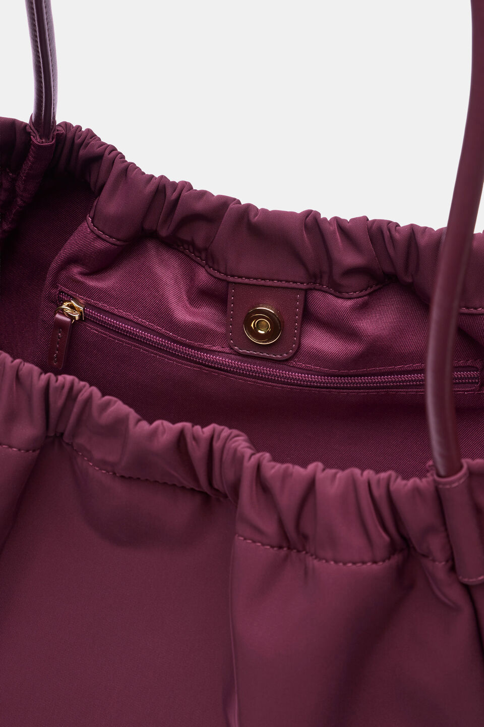 Ruched Essential Tech Tote  Plum Red