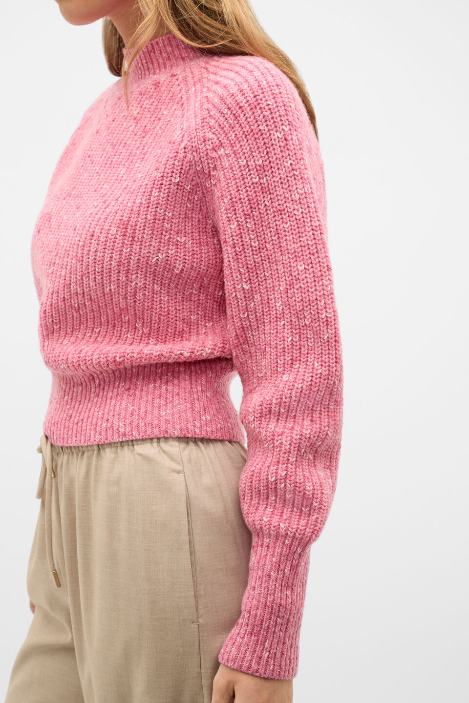 Twist Knit Cropped Sweater  Bubblegum Pink Twist