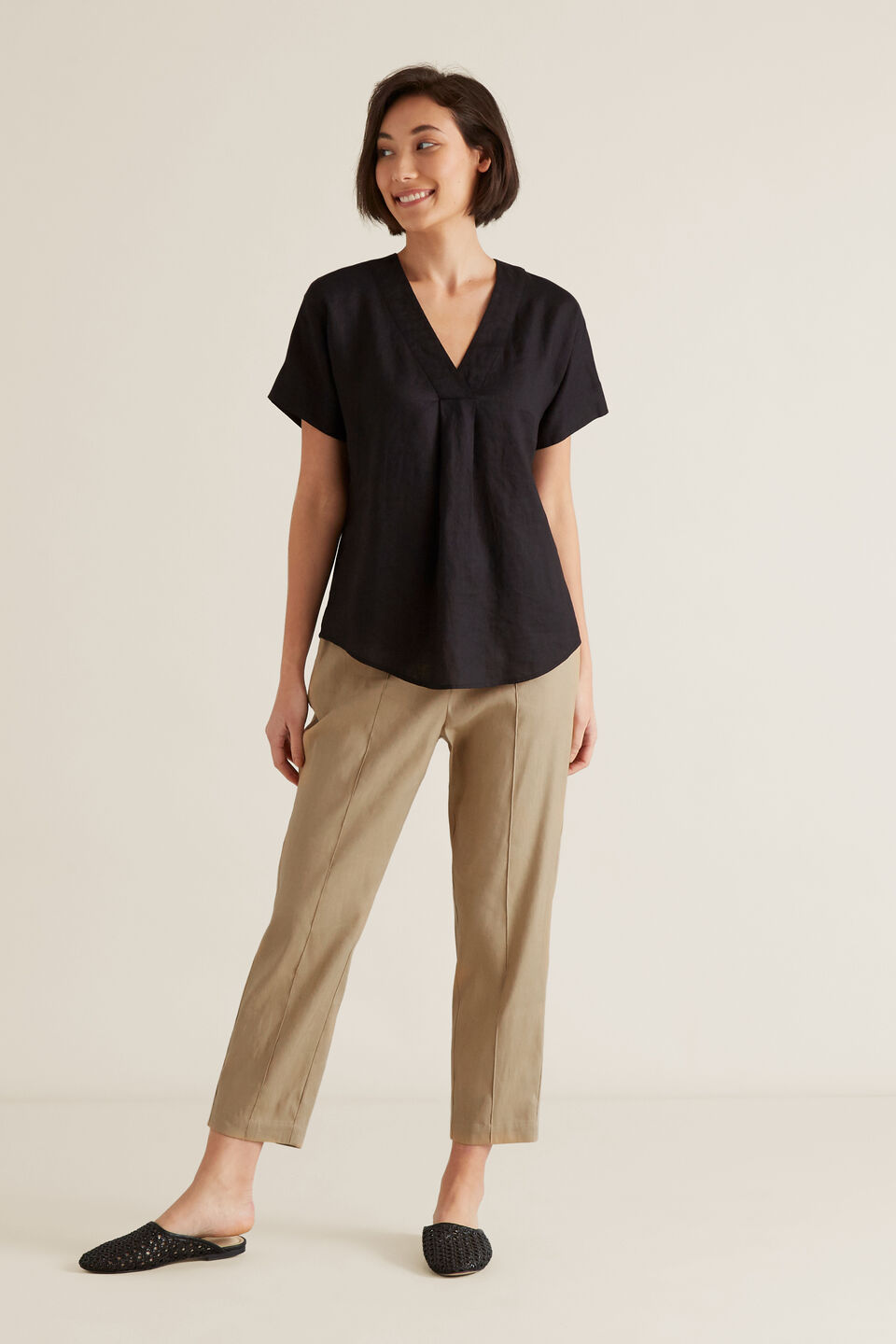 V Neck Linen Top  