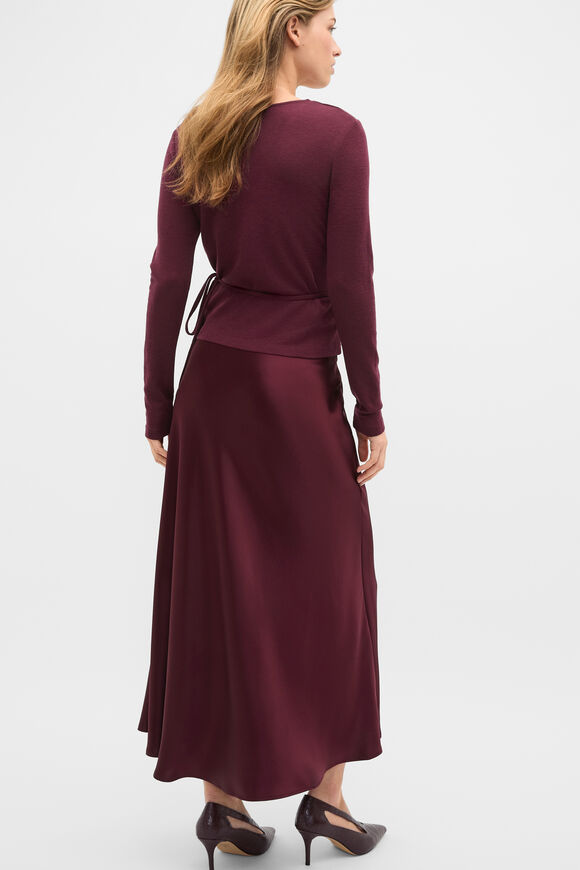 Australian Merino Wrap Top  Plum Red  hi-res