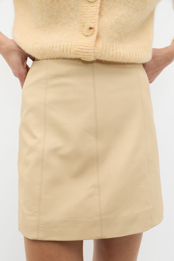 Leather Mini Panel Skirt  Light Marzipan  hi-res