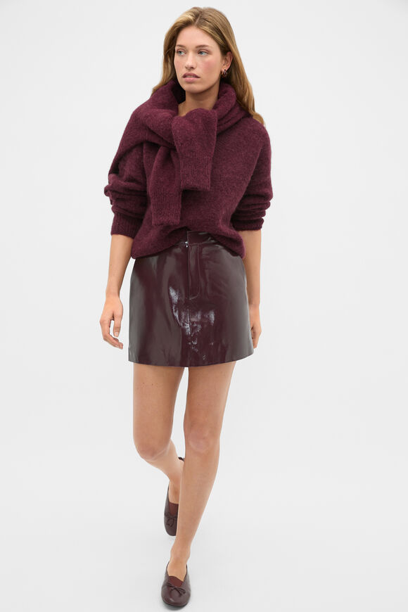  Lofty V Neck Slouch Knit  Plum Red  hi-res