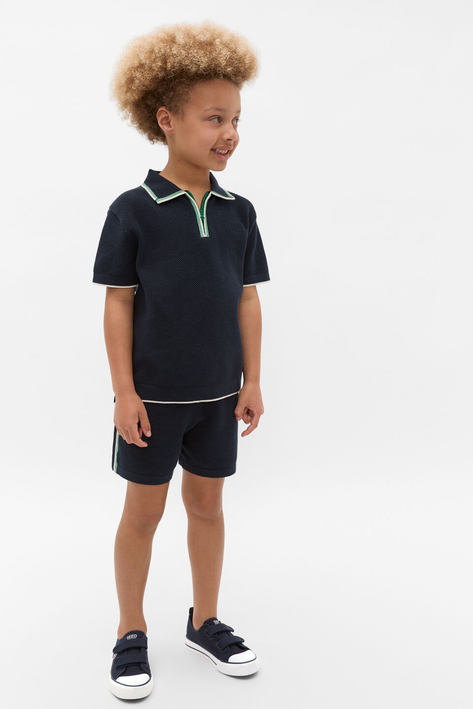 Knit Sports Short  Midnight Blue