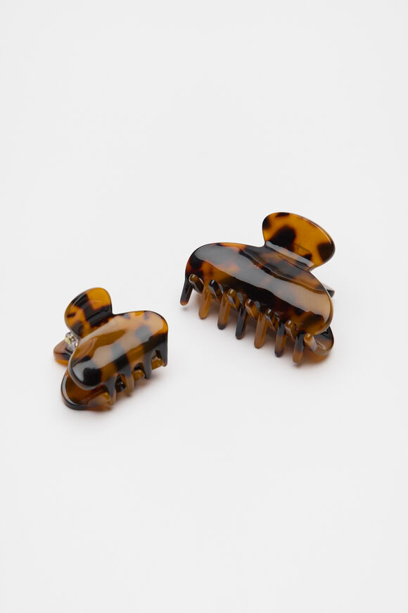 Mini Hair Claw Set  Dark Tort  hi-res