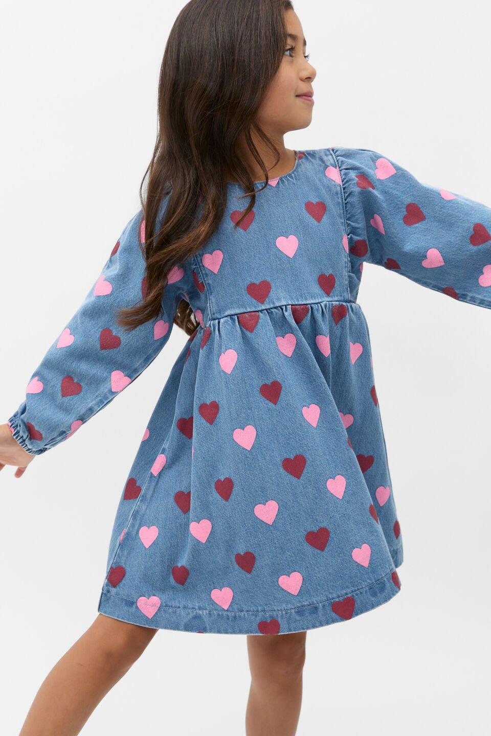 Heart Denim Dress  Washed Indigo