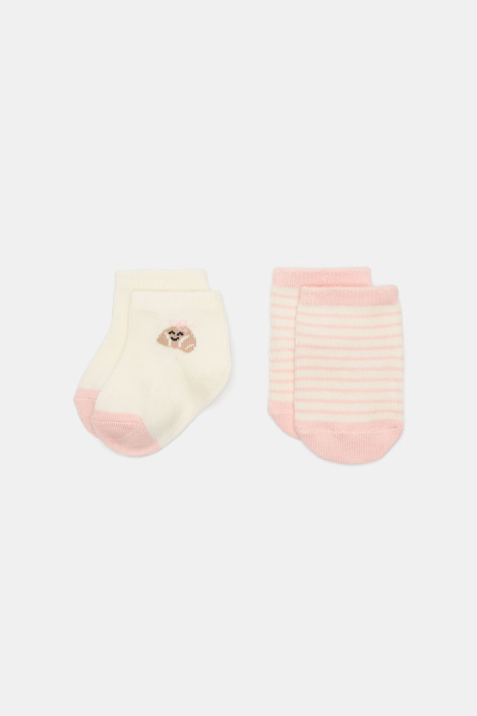 Newborn Bow Croissant Sock 2 Pack  Blush Pink