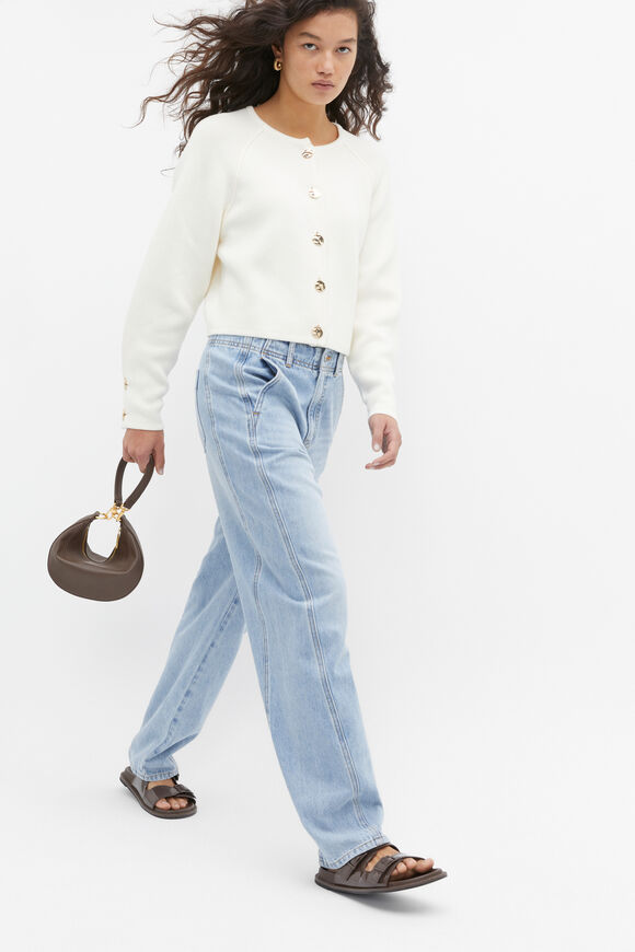 Cotton Raglan Cardigan  Cloud Cream  hi-res