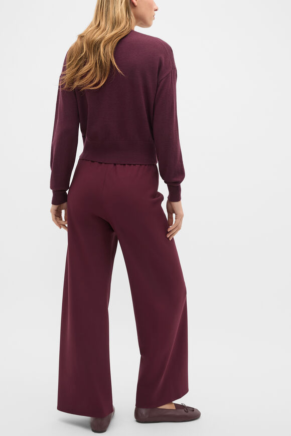 Australian Merino Relaxed Cardigan  Plum Red  hi-res