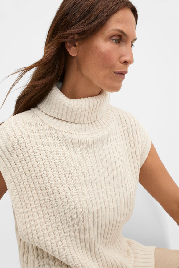 Collar Knit Poncho  Mist  hi-res