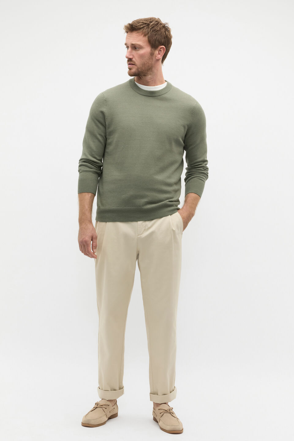 Ribbed Textured Knit  Vintage Khaki