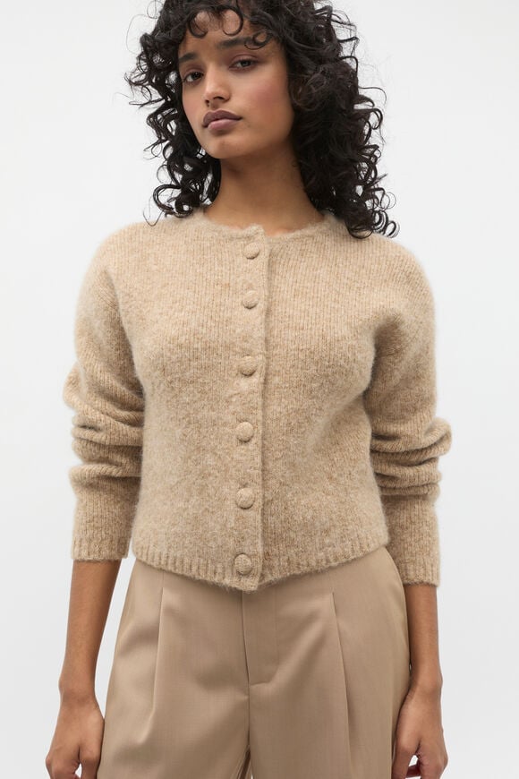 Lofty Cropped Button Cardigan  Rye Marle  hi-res