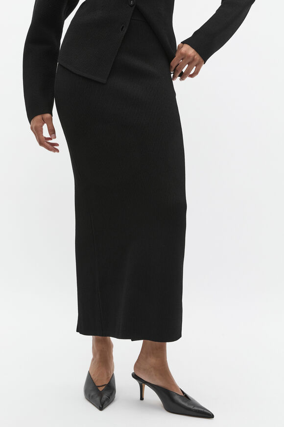 Crepe Rib Pencil Skirt  Black  hi-res