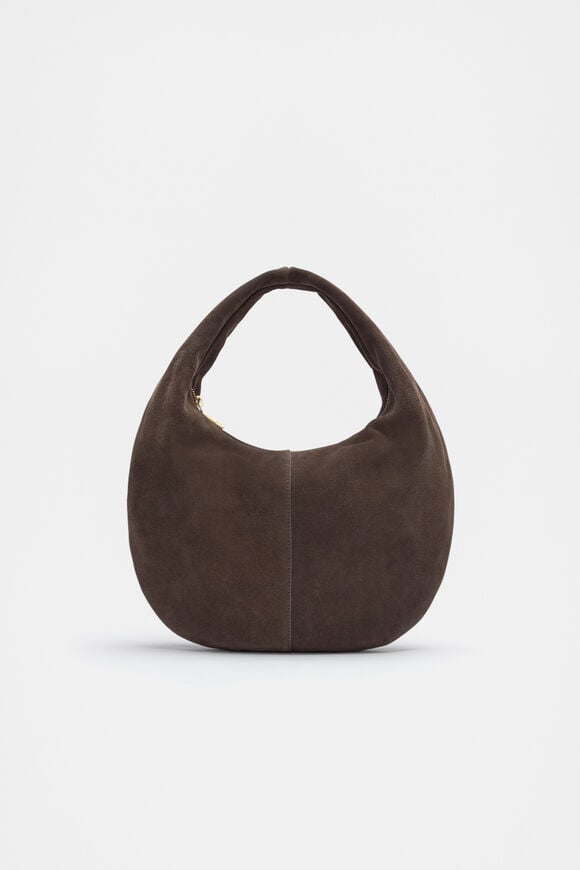 Leather Hobo Shoulder Bag  Chocolate  hi-res