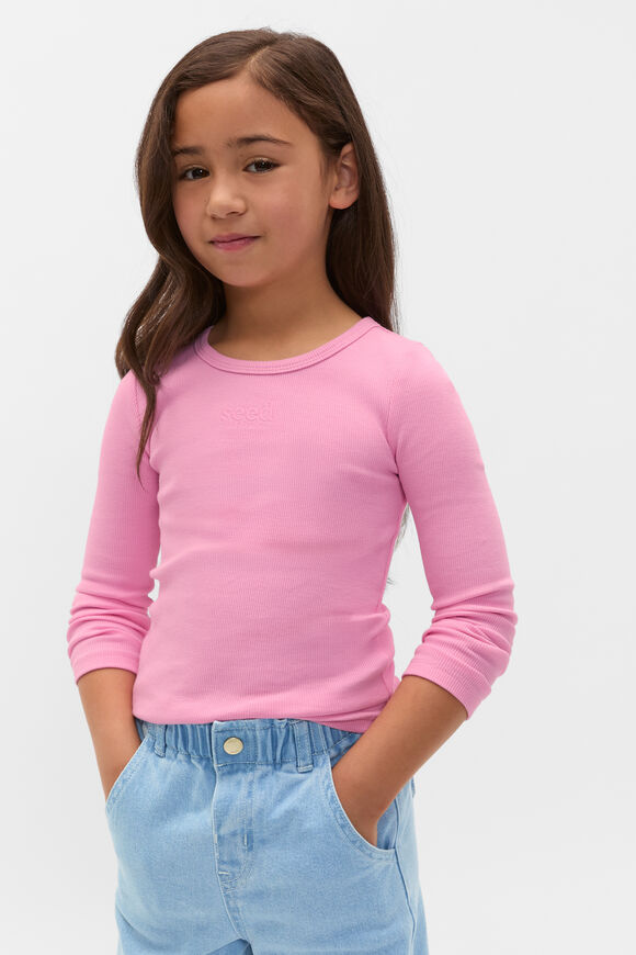 Core Logo Rib Tee  Candy Pink  hi-res