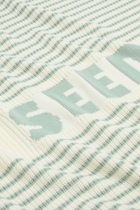 Logo Stripe Knit Blanket  Sage Stripe  hi-res