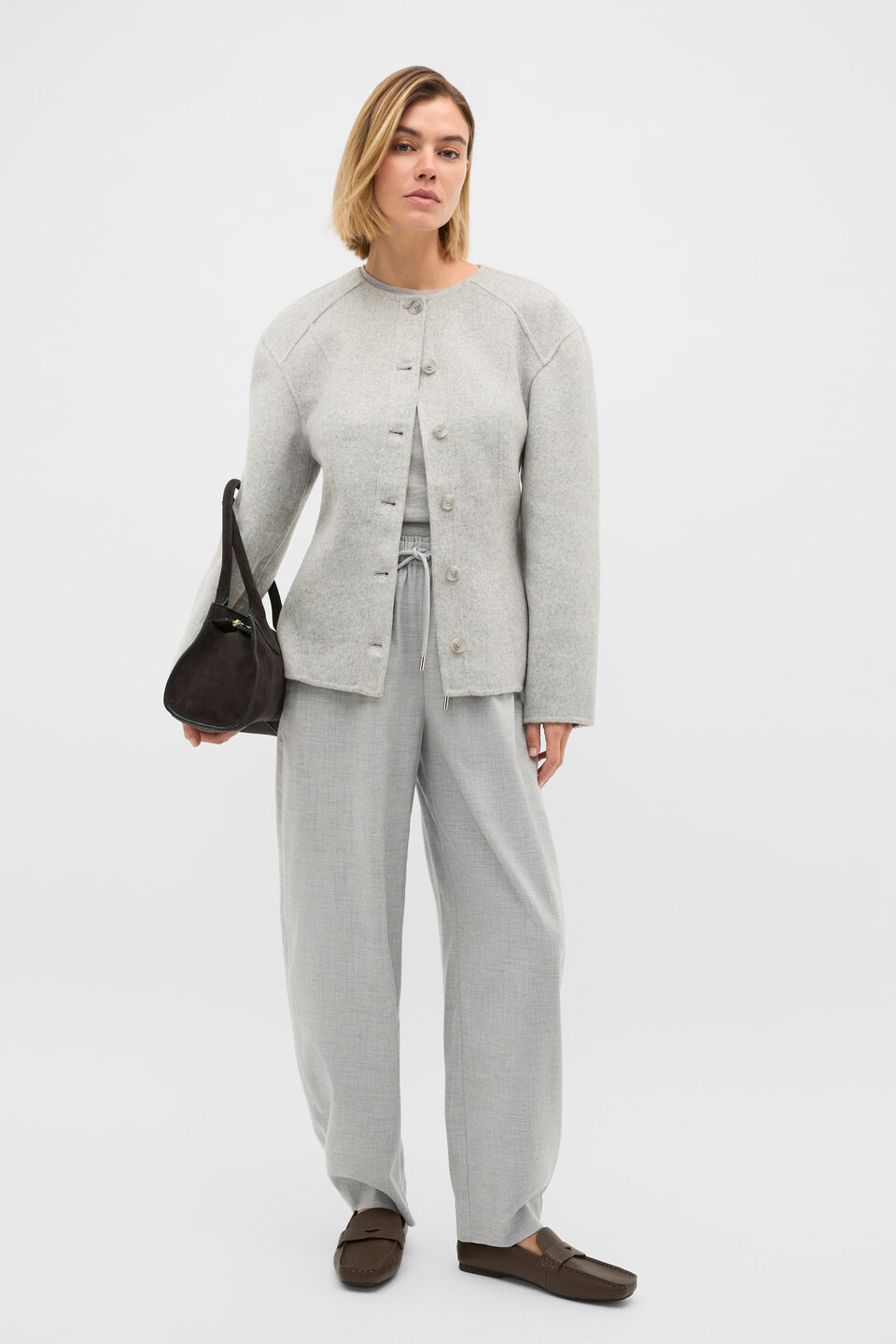 Soft Suiting Barrel Leg Pant  Pale Slate Crossdye