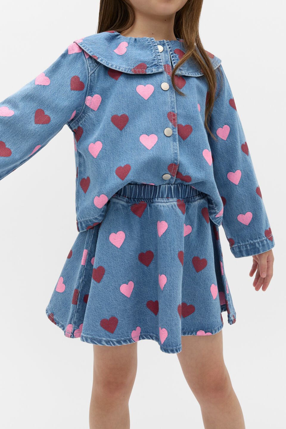 Heart Denim Skirt  Washed Indigo