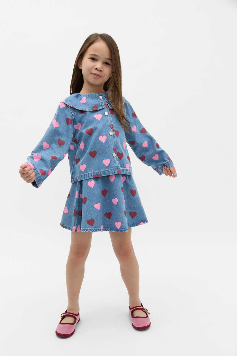 Heart Denim Skirt  Washed Indigo