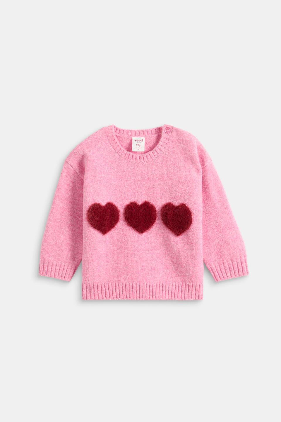 Heart Knit Sweater  Candy Pink